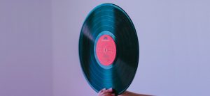 Hand holding a vinyl record