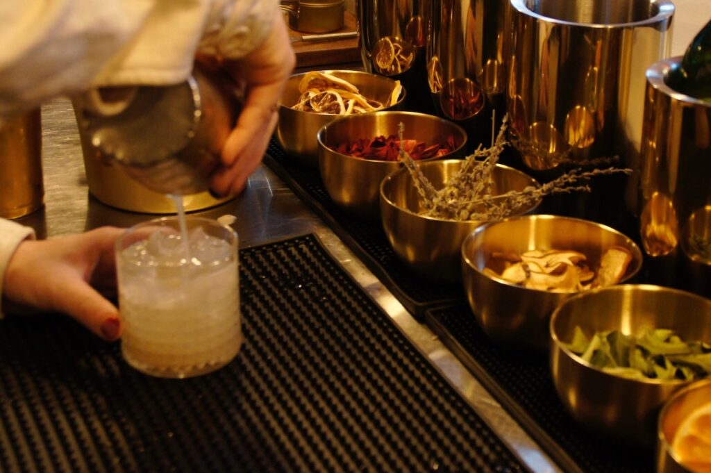 Jessica Rodrigues making cocktails at the Beatrice Society Cafe